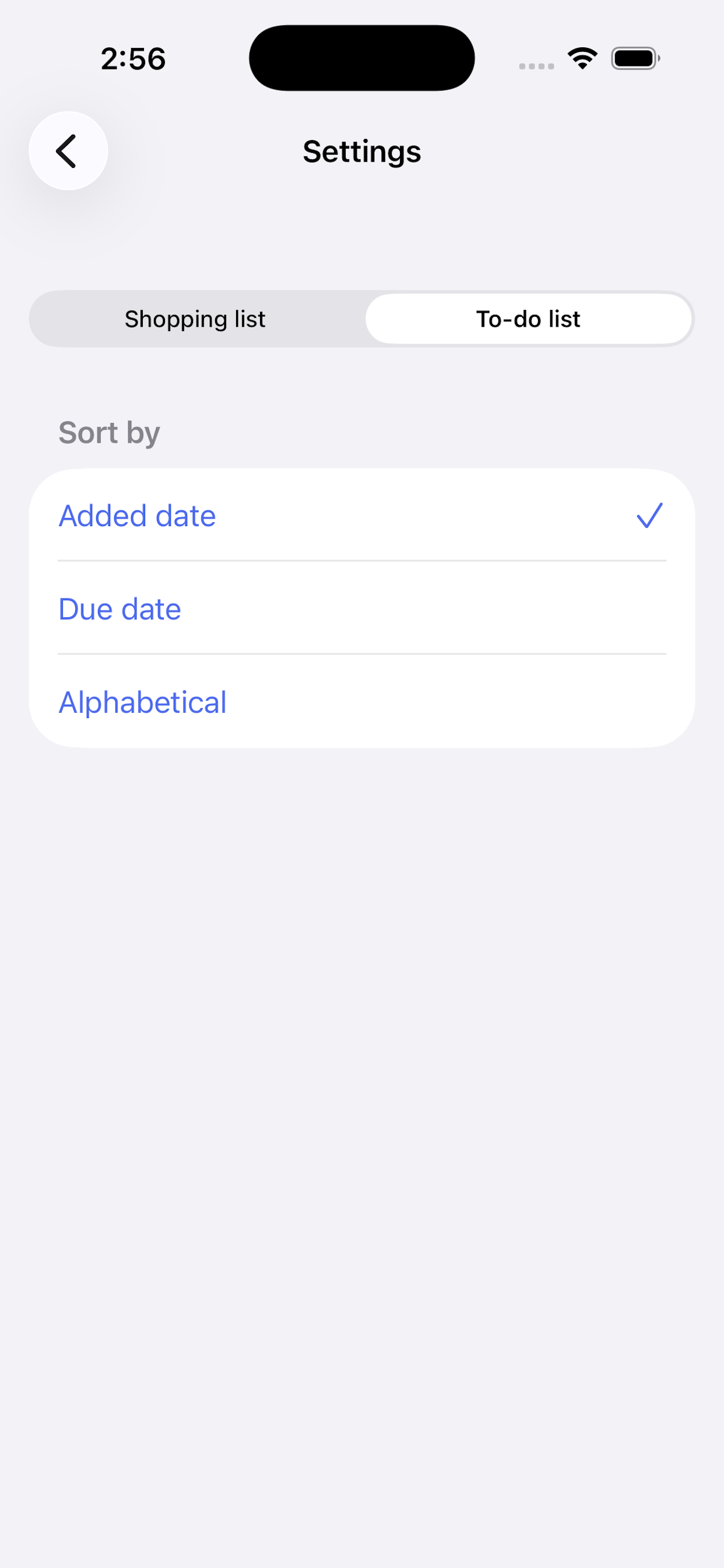 QuickListIOS Home Screen